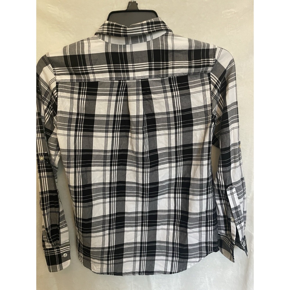 Ralph Lauren Women's XS Black White Plaid Flannel 100% Cotton Black Label - Picture 4 of 4